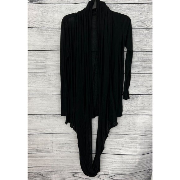 Alice+Olivia Black Drape Cardigan With Buttoned Hood OS - Picture 4 of 4